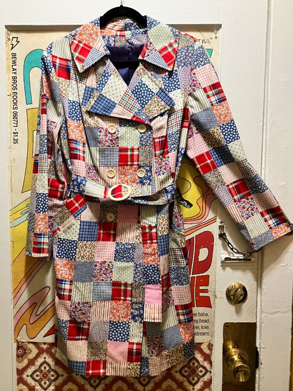 *STUNNING* 1960s Patchwork Coat, Excellent Cond. Vintage size 20.5! Large! CUTE!